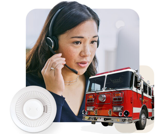 Emergency monitoring with First Alert fire detection.